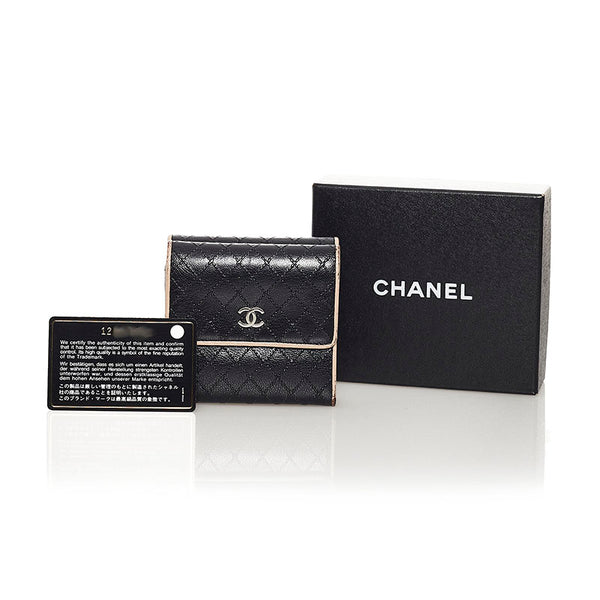 シャネル ビコローレ ココマーク 二つ折り財布 コンパクトウォレット ブラック レザー レディース CHANEL 【中古】