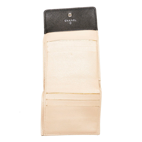 シャネル ビコローレ ココマーク 二つ折り財布 コンパクトウォレット ブラック レザー レディース CHANEL 【中古】