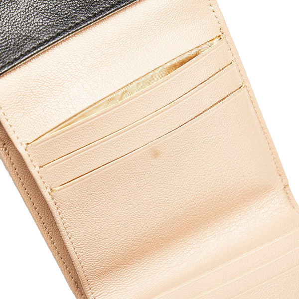 シャネル ビコローレ ココマーク 二つ折り財布 コンパクトウォレット ブラック レザー レディース CHANEL 【中古】