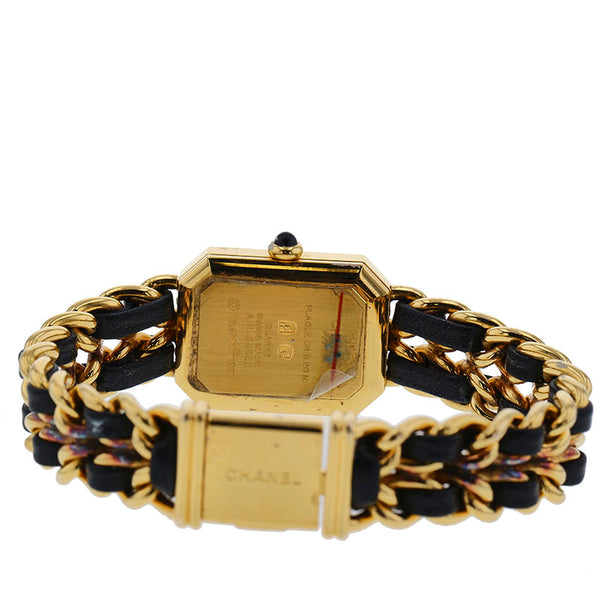 シャネル プルミエール L 腕時計 H0001  クオーツ ブラック文字盤 メッキ レディース CHANEL 【中古】