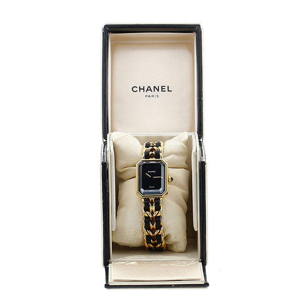 シャネル プルミエール L 腕時計 H0001  クオーツ ブラック文字盤 メッキ レディース CHANEL 【中古】