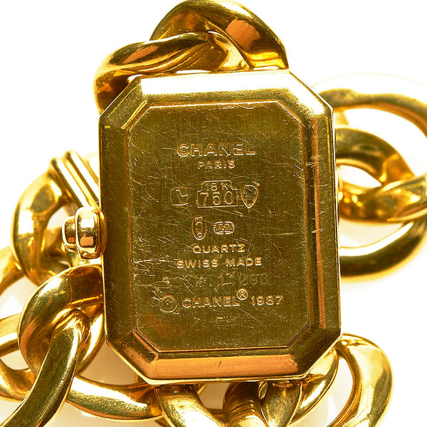 シャネル プルミエール L ダイヤ 腕時計 H0113 クオーツ ブラック文字盤 K18YG イエローゴールド レディース CHANEL 【中古】