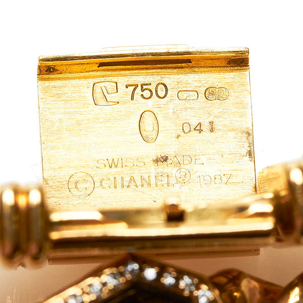 シャネル プルミエール L ダイヤ 腕時計 H0113 クオーツ ブラック文字盤 K18YG イエローゴールド レディース CHANEL 【中古】