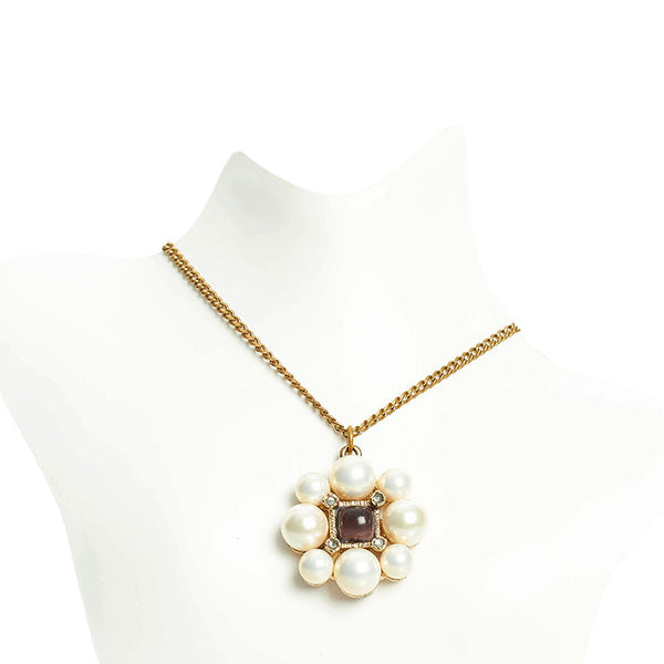 シャネル ネックレス ゴールド メッキ フェイクパール レディース CHANEL 【中古】