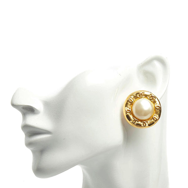 シャネル フェイクパール ココマーク イヤリング ゴールド ホワイト メッキ レディース CHANEL 【中古】