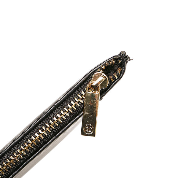 シャネル ノベルティー ポーチ ブラック レザー レディース CHANEL 【中古】