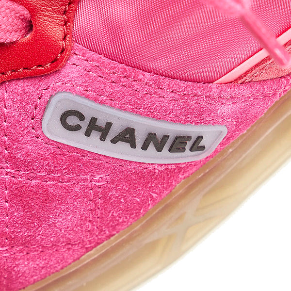 シャネル ビコローレ スニーカー G35190 ピンク スウェード レザー ナイロン レディース CHANEL 【中古】