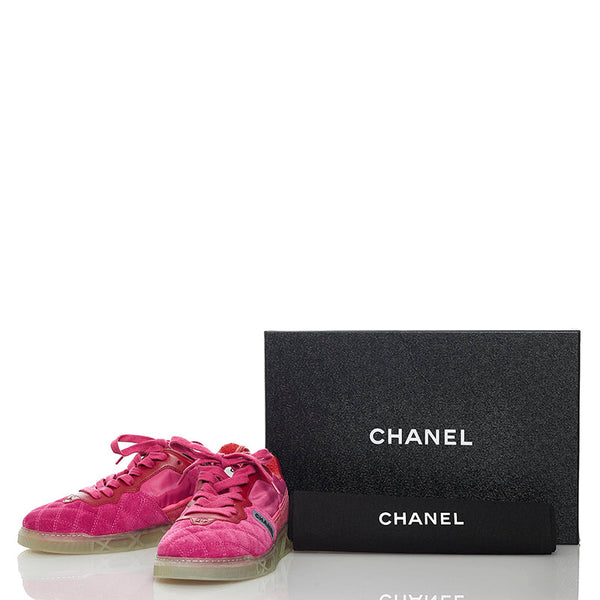 シャネル ビコローレ スニーカー G35190 ピンク スウェード レザー ナイロン レディース CHANEL 【中古】