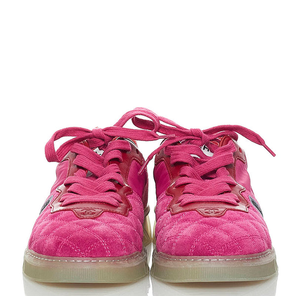 シャネル ビコローレ スニーカー G35190 ピンク スウェード レザー ナイロン レディース CHANEL 【中古】