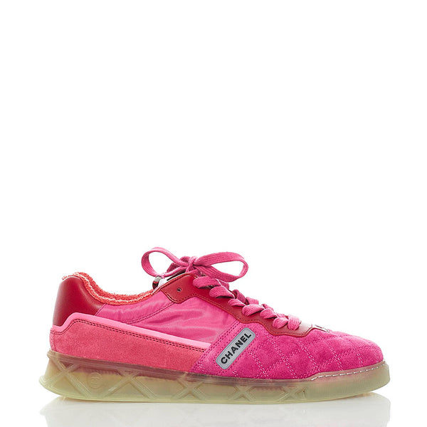 シャネル ビコローレ スニーカー G35190 ピンク スウェード レザー ナイロン レディース CHANEL 【中古】