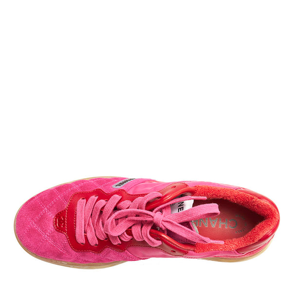 シャネル ビコローレ スニーカー G35190 ピンク スウェード レザー ナイロン レディース CHANEL 【中古】