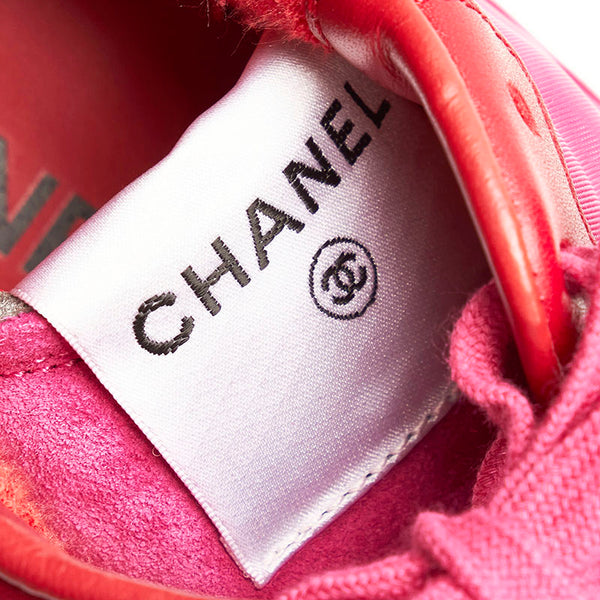 シャネル ビコローレ スニーカー G35190 ピンク スウェード レザー ナイロン レディース CHANEL 【中古】