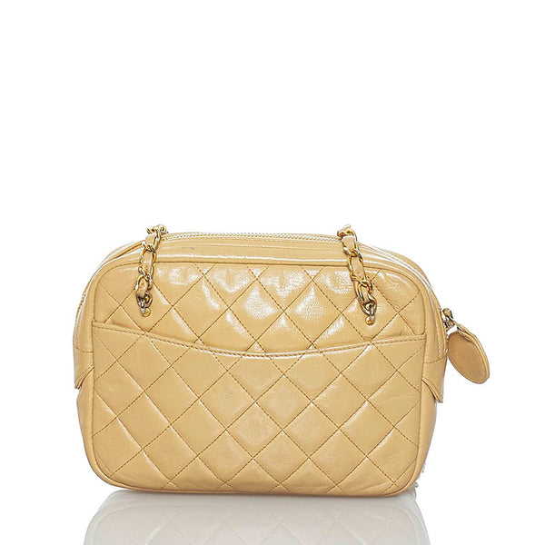 シャネル マトラッセ  ココマーク チェーン ダブル ショルダーバッグ ベージュ ゴールド ラムスキン レディース CHANEL 【中古】