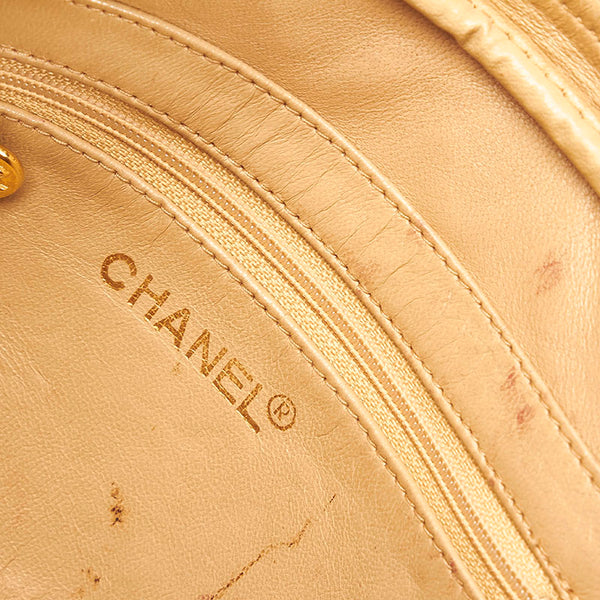 シャネル マトラッセ  ココマーク チェーン ダブル ショルダーバッグ ベージュ ゴールド ラムスキン レディース CHANEL 【中古】