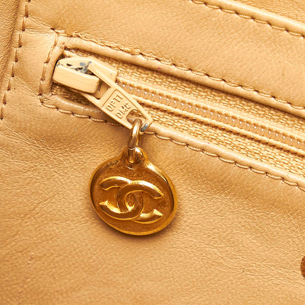 シャネル マトラッセ  ココマーク チェーン ダブル ショルダーバッグ ベージュ ゴールド ラムスキン レディース CHANEL 【中古】