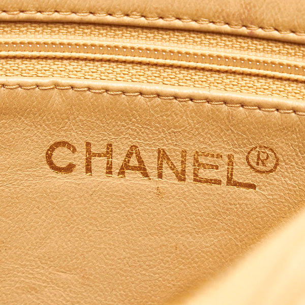 シャネル マトラッセ  ココマーク チェーン ダブル ショルダーバッグ ベージュ ゴールド ラムスキン レディース CHANEL 【中古】