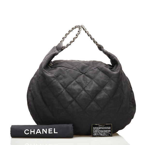 シャネル ハンドバッグ ブラック キャンバス レディース CHANEL 【中古】