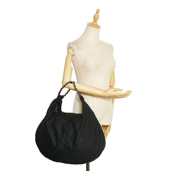 シャネル ハンドバッグ ブラック キャンバス レディース CHANEL 【中古】