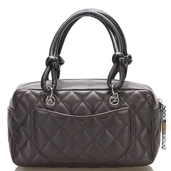 シャネル マトラッセ カンボン ミニハンドバッグ ミニボストン ブラウン レザー レディース CHANEL 【中古】