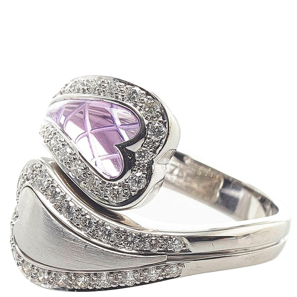 750 アメシスト1.24ct ダイヤ0.41ct リング 指輪 レディース 15.5号 【中古】