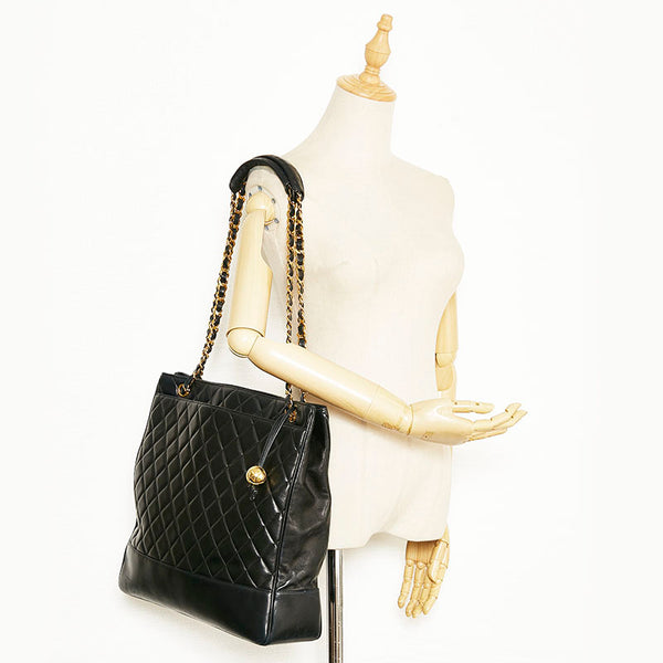 シャネル マトラッセ  ココボール チェーン トートバッグ ハンドバッグ ブラック ゴールド ラムスキン レディース CHANEL 【中古】