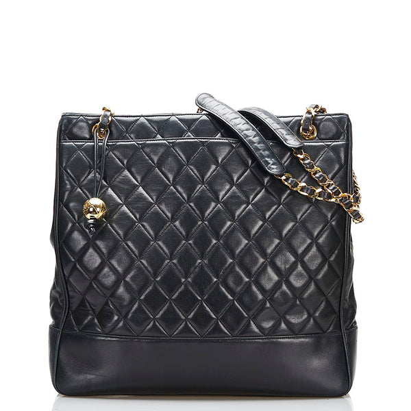 シャネル マトラッセ  ココボール チェーン トートバッグ ハンドバッグ ブラック ゴールド ラムスキン レディース CHANEL 【中古】