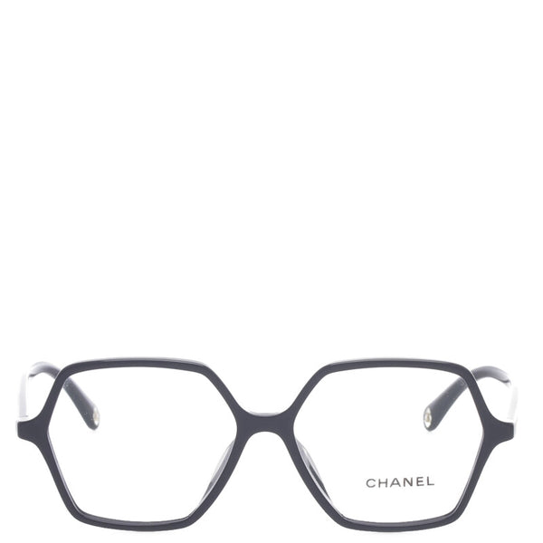 シャネル ヘキサゴン メガネ 3447-A ブラック クリア プラスチック レディース CHANEL 【中古】