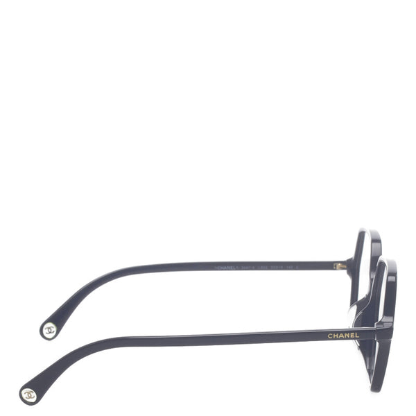 シャネル ヘキサゴン メガネ 3447-A ブラック クリア プラスチック レディース CHANEL 【中古】
