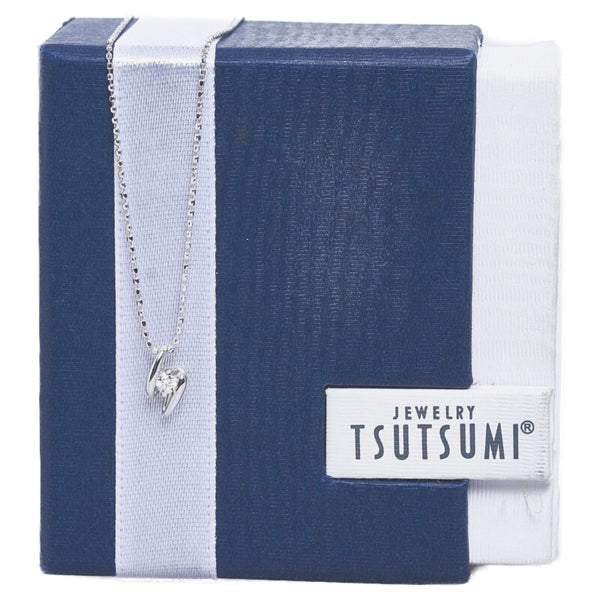 K10WG ホワイトゴールド ダイヤ0.07ct ネックレス レディース 【中古】