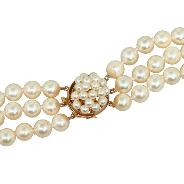 K14 ゴールド アコヤパール6.5~7mm 3連ネックレス ネックレス レディース 【中古】