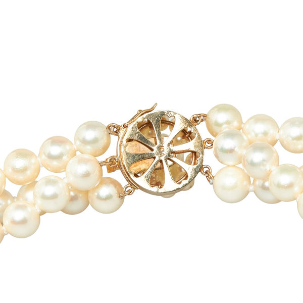 K14 ゴールド アコヤパール6.5~7mm 3連ネックレス ネックレス レディース 【中古】