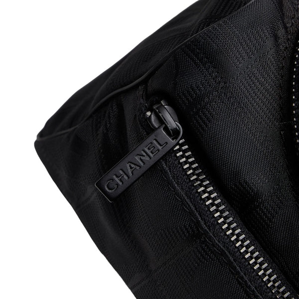 シャネル ニュートラベルライン バニティバッグ ハンドバッグ ブラック キャンバス レザー レディース CHANEL 【中古】