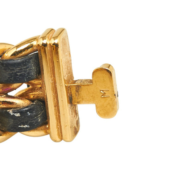 シャネル プルミエール M 腕時計 クオーツ ブラック文字盤 ステンレススチール レザー レディース CHANEL 【中古】