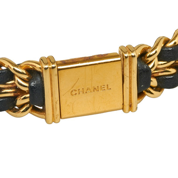 シャネル プルミエール M 腕時計 クオーツ ブラック文字盤 ステンレススチール レザー レディース CHANEL 【中古】