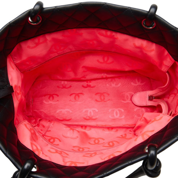 シャネル マトラッセ カンボンライン トートバッグ ハンドバッグ ブラック レザー レディース CHANEL 【中古】