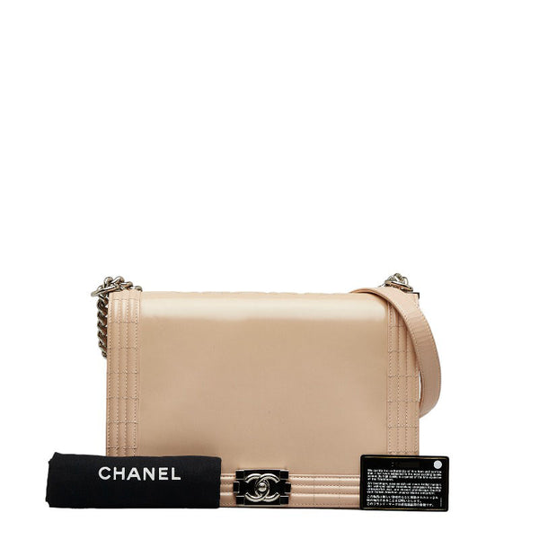 シャネル ボーイシャネル ココマーク 斜め掛け チェーン ショルダーバッグ ベージュ パテントレザー レディース CHANEL 【中古】