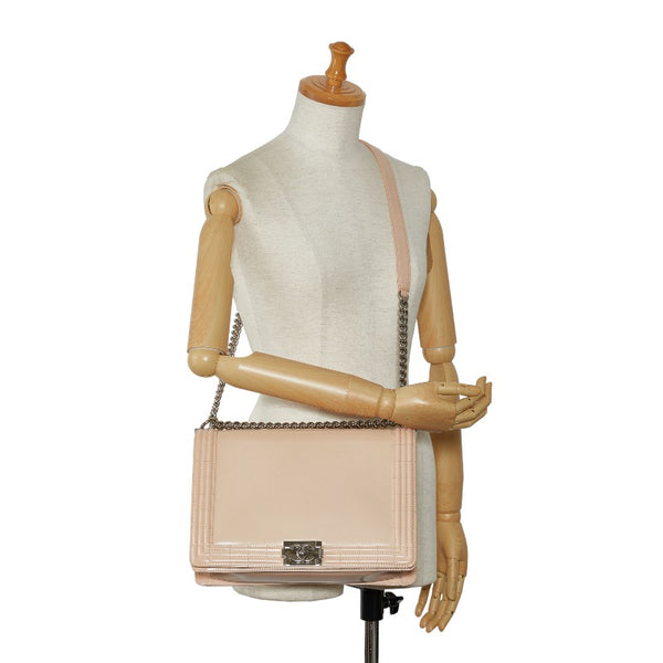 シャネル ボーイシャネル ココマーク 斜め掛け チェーン ショルダーバッグ ベージュ パテントレザー レディース CHANEL 【中古】