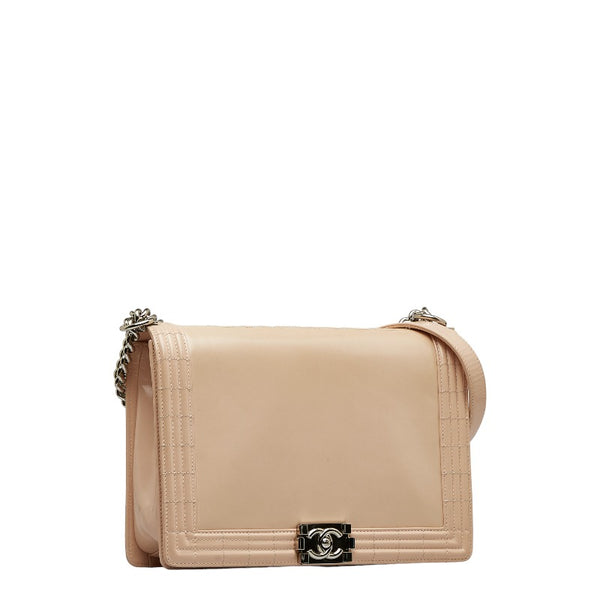 シャネル ボーイシャネル ココマーク 斜め掛け チェーン ショルダーバッグ ベージュ パテントレザー レディース CHANEL 【中古】