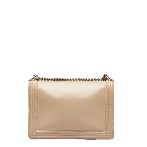 シャネル ボーイシャネル ココマーク 斜め掛け チェーン ショルダーバッグ ベージュ パテントレザー レディース CHANEL 【中古】