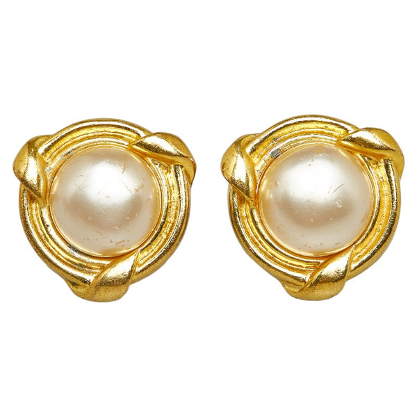 シャネル フェイクパール イヤリング ゴールド メッキ レディース CHANEL 【中古】