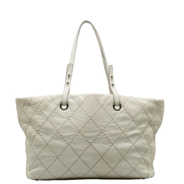 シャネル マトラッセ ココマーク ショルダーバッグ トートバッグ グレー レザー レディース CHANEL 【中古】