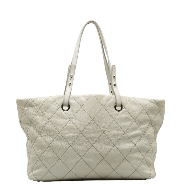 シャネル マトラッセ ココマーク ショルダーバッグ トートバッグ グレー レザー レディース CHANEL 【中古】