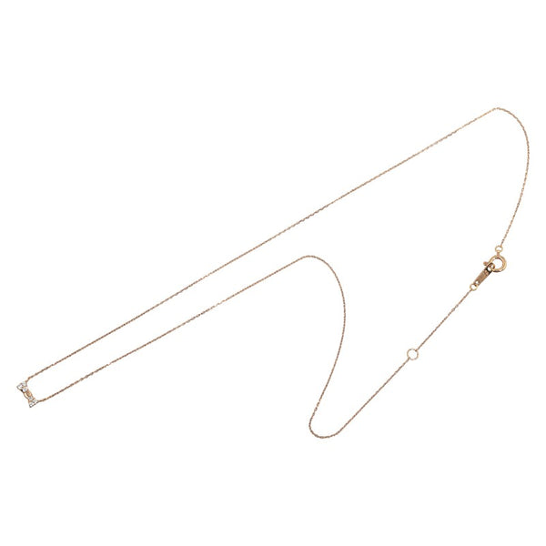 K10PG ピンクゴールド ダイヤ リボンモチーフ ネックレス レディース 【中古】