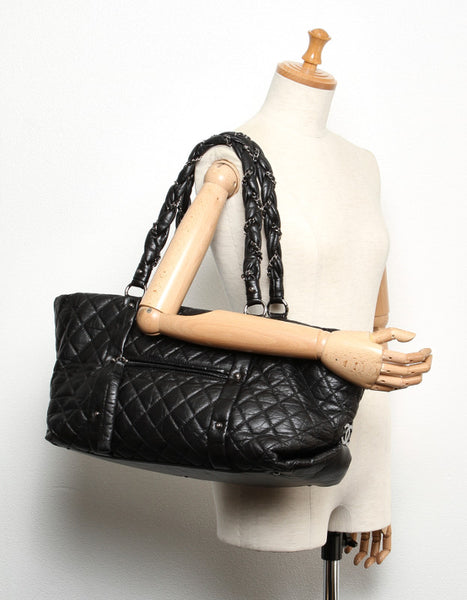 シャネル ブラック ラムスキン チェーン ショルダーバッグ レディース CHANEL 中古