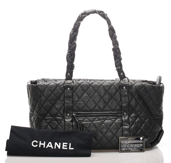 シャネル ブラック ラムスキン チェーン ショルダーバッグ レディース CHANEL 中古