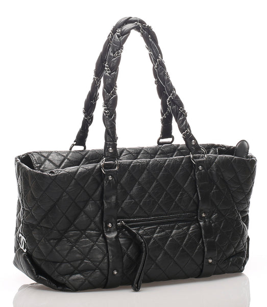 シャネル ブラック ラムスキン チェーン ショルダーバッグ レディース CHANEL 中古