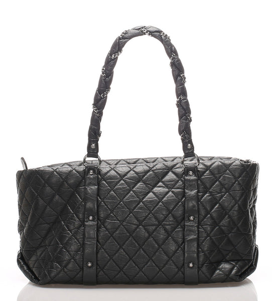 シャネル ブラック ラムスキン チェーン ショルダーバッグ レディース CHANEL 中古