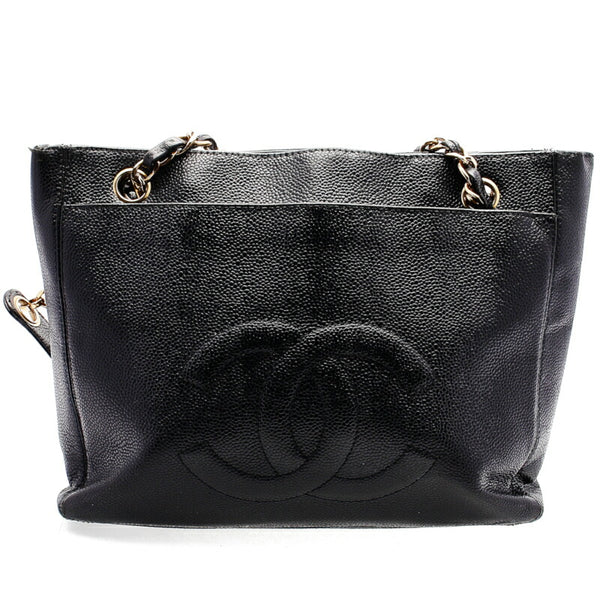 シャネル ブラック キャビアスキン チェーン ショルダーバッグ レディース CHANEL 中古