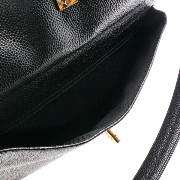 シャネル ブラック キャビアスキン チェーン ショルダーバッグ レディース CHANEL 中古