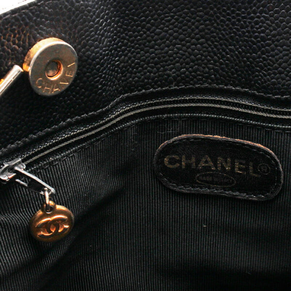 シャネル ブラック キャビアスキン チェーン ショルダーバッグ レディース CHANEL 中古